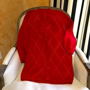 Red cardigan sweater